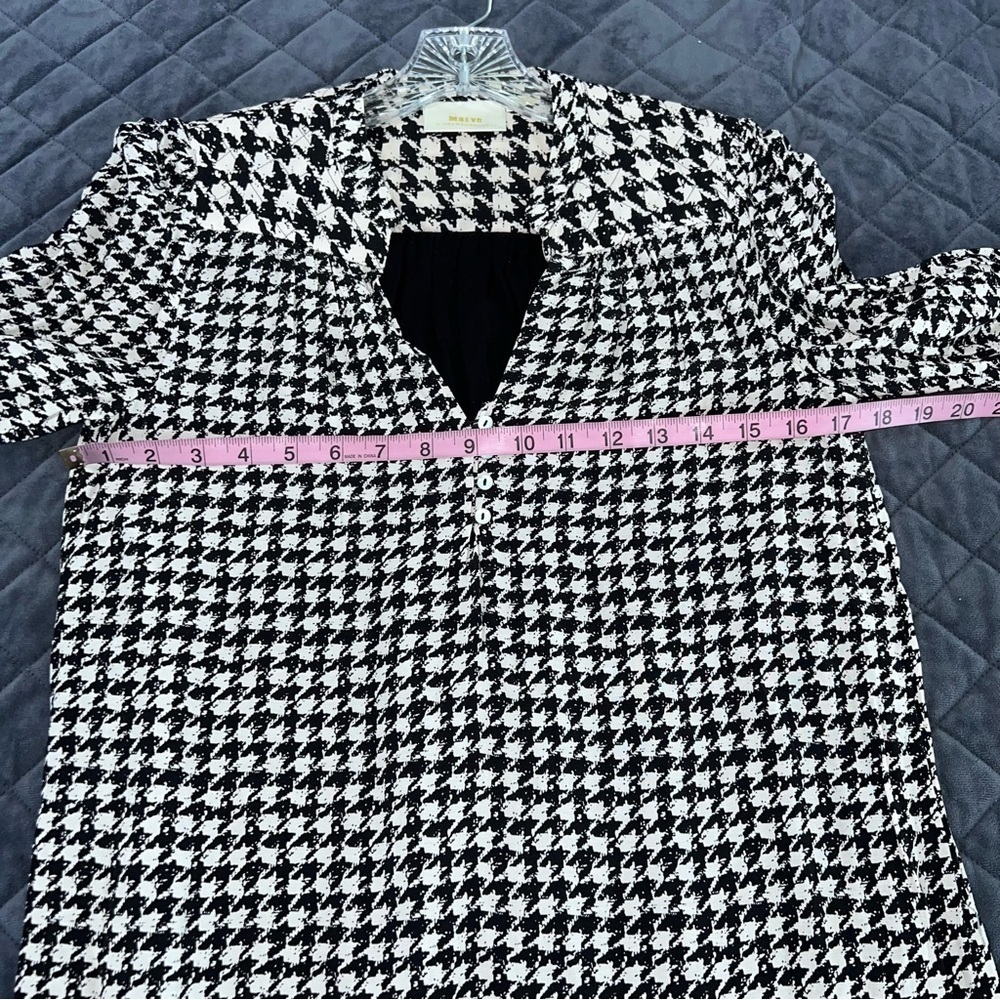 Anthropologie Maeve Dress Women XS Sterling Houndstooth Tunic Long Sleeve S - Picture 6 of 7